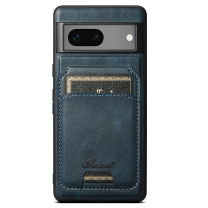 For Google Pixel 8 Suteni H15 Oil Eax Leather Detachable Wallet Back Phone Case(Blue) - Google Cases by Suteni | Online Shopping South Africa | PMC Jewellery | Buy Now Pay Later Mobicred