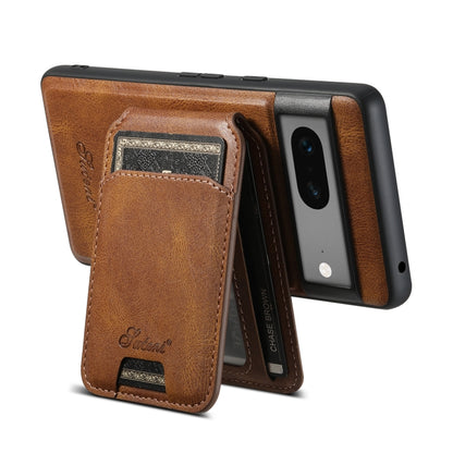 For Google Pixel 7 Suteni H15 Oil Eax Leather Detachable Wallet Back Phone Case(Brown) - Google Cases by Suteni | Online Shopping South Africa | PMC Jewellery | Buy Now Pay Later Mobicred