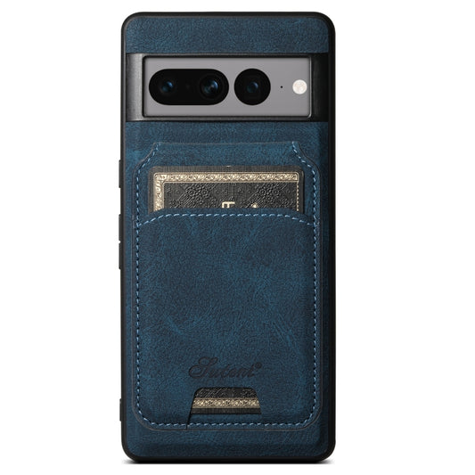 For Google Pixel 8 Pro Suteni H16 Litchi Texture Leather Detachable Wallet Back Phone Case(Blue) - Google Cases by Suteni | Online Shopping South Africa | PMC Jewellery | Buy Now Pay Later Mobicred