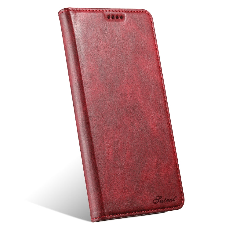 For iPhone 16 Suteni J02 Oil Wax Wallet Leather Phone Case(Red) - iPhone 16 Cases by Suteni | Online Shopping South Africa | PMC Jewellery | Buy Now Pay Later Mobicred