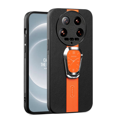 For Xiaomi 14 Ultra Magnetic Litchi Leather Back Phone Case with Holder(Orange) - 14 Ultra Cases by PMC Jewellery | Online Shopping South Africa | PMC Jewellery | Buy Now Pay Later Mobicred