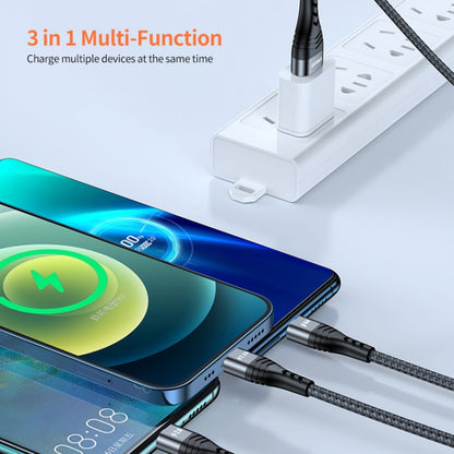 ENKAY 3-in-1 6A USB to Type-C / 8 Pin / Micro USB Multifunction Fast Charging Cable, Cable Length:2m(Grey) - Multifunction Cable by ENKAY | Online Shopping South Africa | PMC Jewellery | Buy Now Pay Later Mobicred