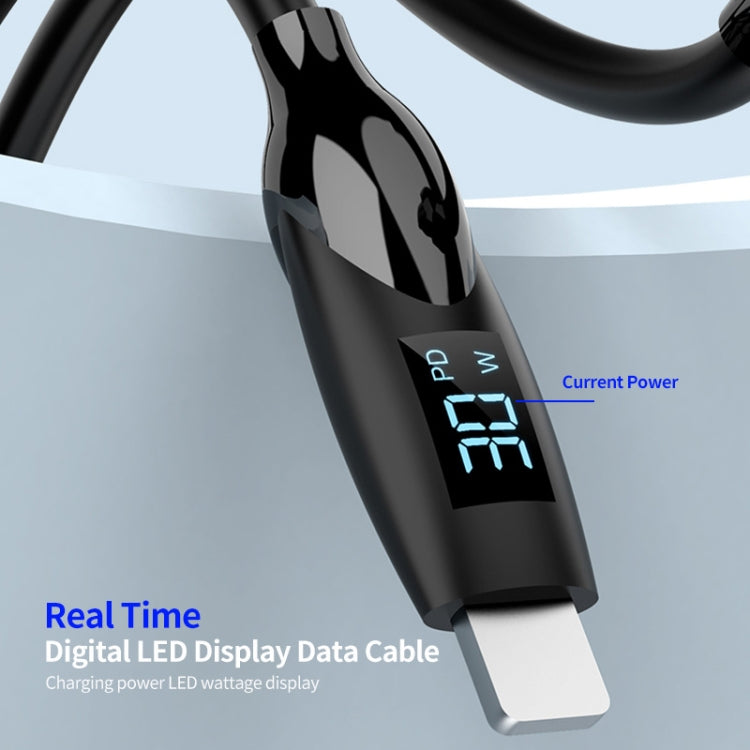 ENKAY PD30W Type-C to 8 Pin Fast Charging Data Silicone Cable with LED Display, Length:1m(Black) - 2 in 1 Cable by ENKAY | Online Shopping South Africa | PMC Jewellery | Buy Now Pay Later Mobicred