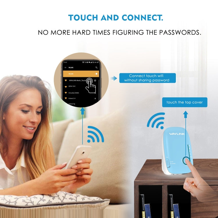 WAVLINK WN576K2 AC1200 Household WiFi Router Network Extender Dual Band Wireless Repeater, Plug:US Plug (Blue) - free shipping - PMC Jewellery - Order now!