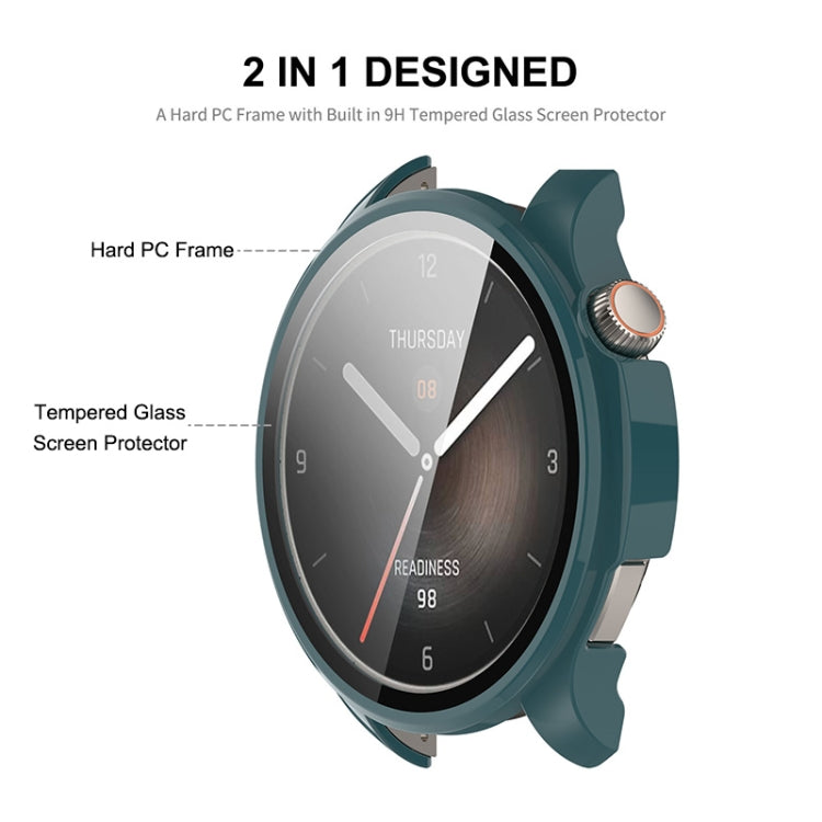 For Amazfit Balance A2286 ENKAY Hat-Prince Full Coverage Tempered Glass Film Integrated PC Watch Case(Dark Blue) - Watch Cases by ENKAY | Online Shopping South Africa | PMC Jewellery | Buy Now Pay Later Mobicred