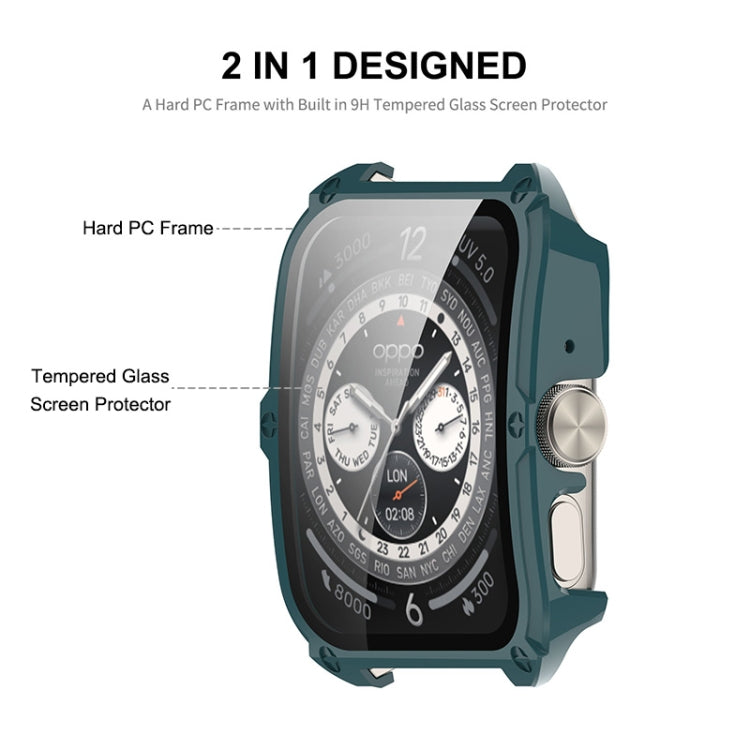 For OPPO Watch 4 Pro ENKAY Hat-Prince Full Coverage PC + Tempered Glass Film Integrated Watch Case(Dark Green) - Watch Case by ENKAY | Online Shopping South Africa | PMC Jewellery | Buy Now Pay Later Mobicred