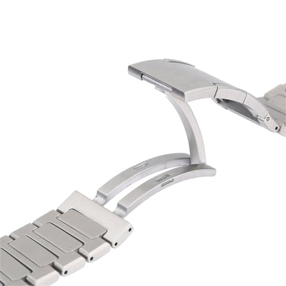 For Apple Watch Series 3 42mm Stainless Steel H-Shaped Fold Buckle Watch Band(Silver) - Watch Bands by PMC Jewellery | Online Shopping South Africa | PMC Jewellery