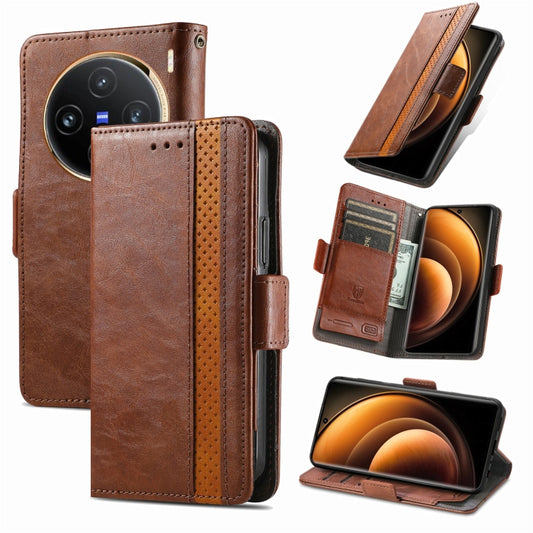 For vivo X100 CaseNeo Splicing Dual Magnetic Buckle Leather Phone Case(Brown) - X100 Cases by imak | Online Shopping South Africa | PMC Jewellery | Buy Now Pay Later Mobicred