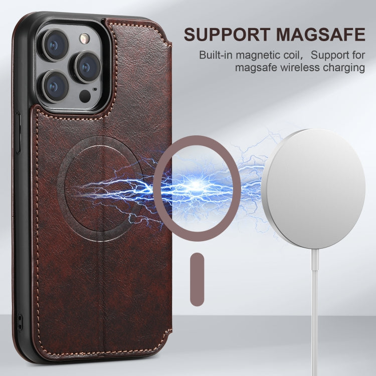 For iPhone 16 Plus Suteni J05 Leather Magnetic MagSafe Phone Case(Brown) - iPhone 16 Plus Cases by Suteni | Online Shopping South Africa | PMC Jewellery | Buy Now Pay Later Mobicred