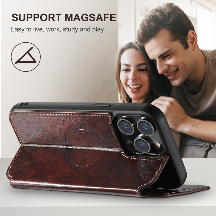 For iPhone 16 Plus Suteni J05 Leather Magnetic MagSafe Phone Case(Brown) - iPhone 16 Plus Cases by Suteni | Online Shopping South Africa | PMC Jewellery | Buy Now Pay Later Mobicred