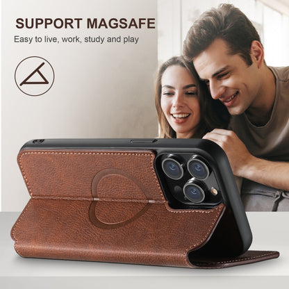 For iPhone 16 Suteni J06 Retro Matte Litchi Texture Leather MagSafe Phone Case(Brown) - iPhone 16 Cases by Suteni | Online Shopping South Africa | PMC Jewellery | Buy Now Pay Later Mobicred