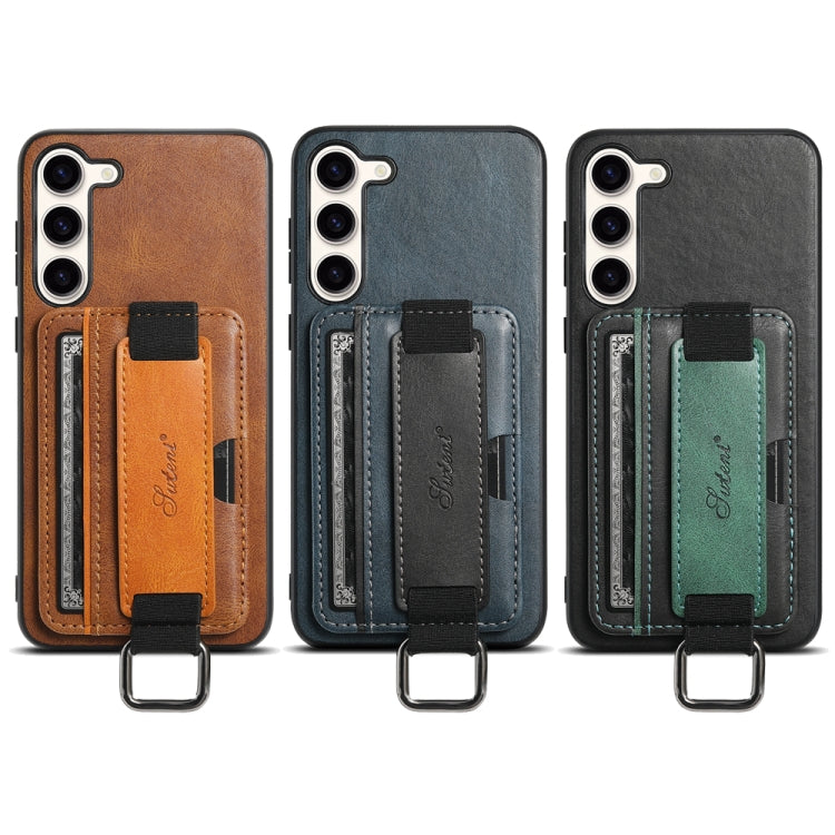 For Samsung Galaxy S24+  5G Suteni H13 Card Wallet Wrist Strap Holder PU Phone Case(Brown) - Galaxy S24+ 5G Cases by Suteni | Online Shopping South Africa | PMC Jewellery | Buy Now Pay Later Mobicred