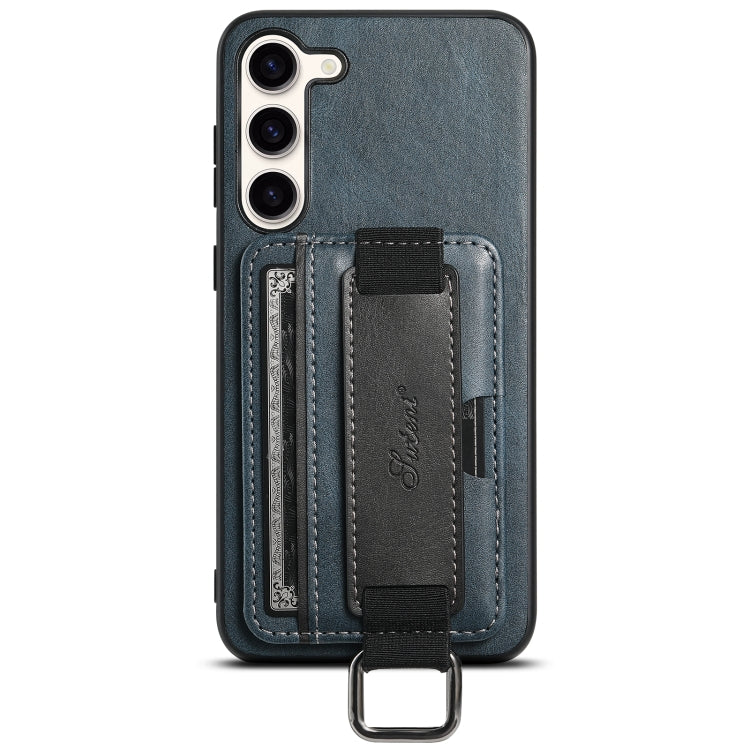 For Samsung Galaxy S24+  5G Suteni H13 Card Wallet Wrist Strap Holder PU Phone Case(Blue) - Galaxy S24+ 5G Cases by Suteni | Online Shopping South Africa | PMC Jewellery | Buy Now Pay Later Mobicred