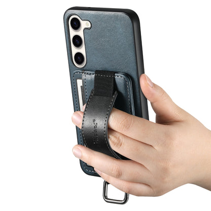 For Samsung Galaxy S24+  5G Suteni H13 Card Wallet Wrist Strap Holder PU Phone Case(Blue) - Galaxy S24+ 5G Cases by Suteni | Online Shopping South Africa | PMC Jewellery | Buy Now Pay Later Mobicred