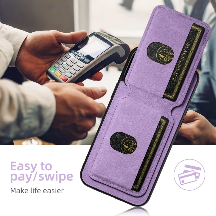 For iPhone 16 Plus Suteni H02 Litchi Leather Card Wallet Stand Back Phone Case(Purple) - iPhone 16 Plus Cases by Suteni | Online Shopping South Africa | PMC Jewellery | Buy Now Pay Later Mobicred