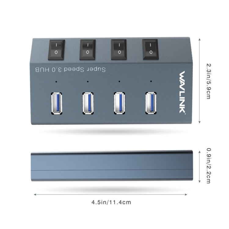 WAVLINK WL-UH3049 USB 3.0 4-Ports Desktop Fast Charger Station with Independent Switch(EU Plug) - USB 3.0 HUB by WAVLINK | Online Shopping South Africa | PMC Jewellery | Buy Now Pay Later Mobicred