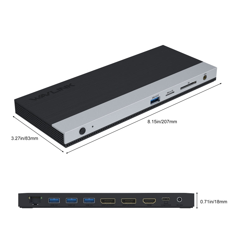 WAVLINK WL-UMD01 USB3.0 Splitter Docking Station Gigabit Ethernet / DP / HD Cable Converter(EU Plug) - USB 3.0 HUB by WAVLINK | Online Shopping South Africa | PMC Jewellery | Buy Now Pay Later Mobicred