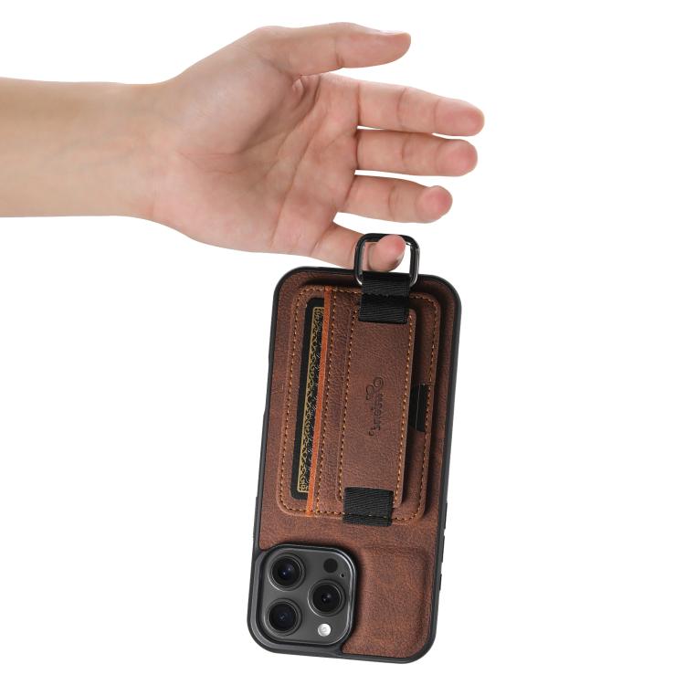 For iPhone 16e Suteni H13 Litchi Leather Wrist Strap Wallet Back Phone Case(Brown) - iPhone 16e Cases by Suteni | Online Shopping South Africa | PMC TechLife | Buy Now Pay Later Mobicred