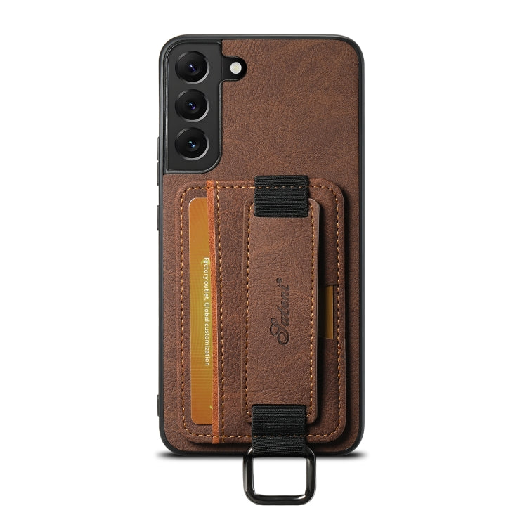 For Samsung Galaxy S24+ 5G Suteni H13 Litchi Leather Wrist Strap Wallet Back Phone Case(Brown) - Galaxy S24+ 5G Cases by Suteni | Online Shopping South Africa | PMC Jewellery | Buy Now Pay Later Mobicred