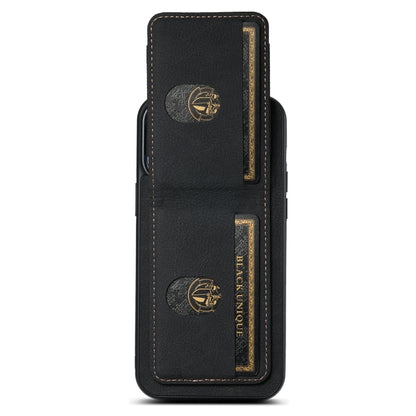 For iPhone 15 Pro Max Suteni H03 Litchi Leather Card Bag Stand Back Phone Case(Black) - iPhone 15 Pro Max Cases by Suteni | Online Shopping South Africa | PMC Jewellery | Buy Now Pay Later Mobicred