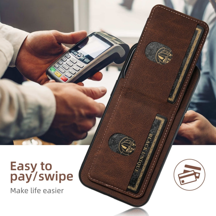 For iPhone 16 Pro Max Suteni H03 Litchi Leather Card Bag Stand Back Phone Case(Brown) - iPhone 16 Pro Max Cases by Suteni | Online Shopping South Africa | PMC Jewellery | Buy Now Pay Later Mobicred