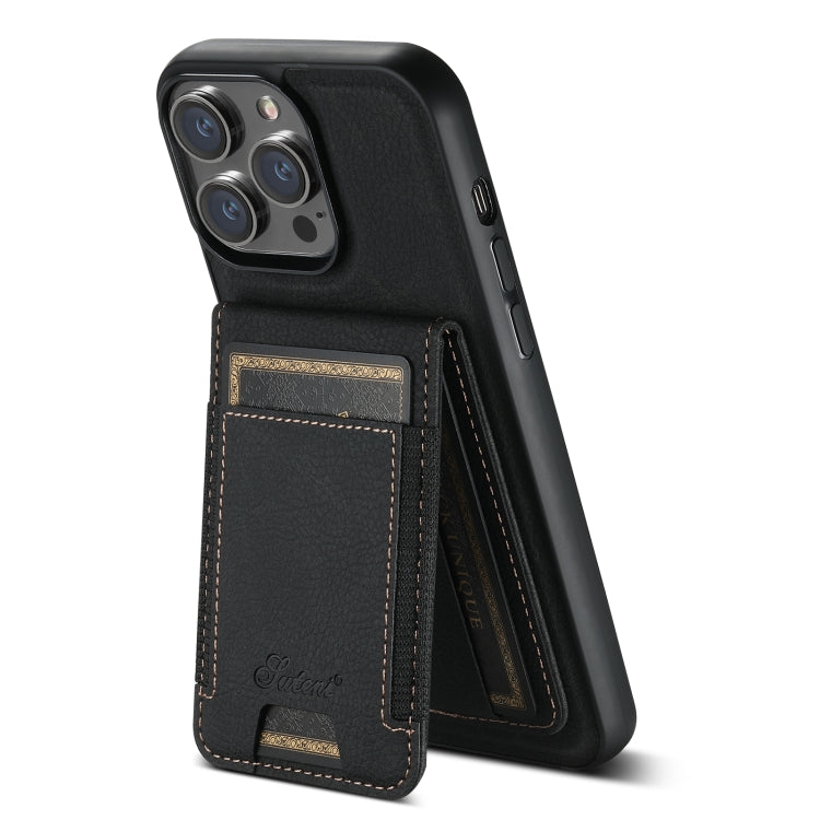 For iPhone 15 Pro Max Suteni H17 Litchi Texture Leather MagSafe Detachable Wallet Phone Case(Black) - iPhone 15 Pro Max Cases by Suteni | Online Shopping South Africa | PMC Jewellery | Buy Now Pay Later Mobicred