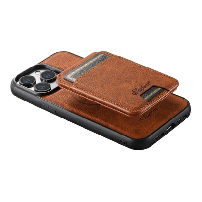 For iPhone 13 Suteni H17 Litchi Texture Leather MagSafe Detachable Wallet Phone Case(Khaki) - iPhone 13 Cases by Suteni | Online Shopping South Africa | PMC Jewellery | Buy Now Pay Later Mobicred