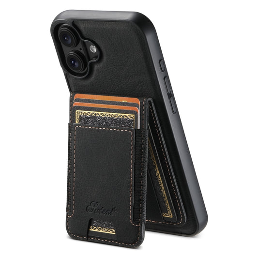 For iPhone 16 Suteni H17 Litchi Texture Leather MagSafe Detachable Wallet Phone Case(Black) - iPhone 16 Cases by Suteni | Online Shopping South Africa | PMC Jewellery | Buy Now Pay Later Mobicred