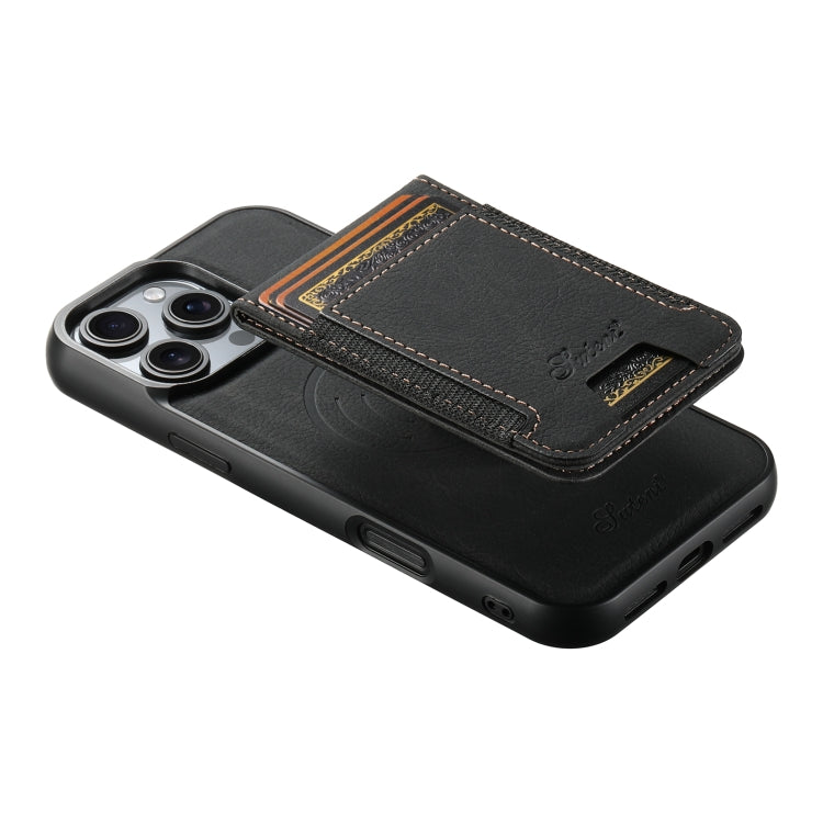 For iPhone 16 Pro Max Suteni H17 Litchi Texture Leather MagSafe Detachable Wallet Phone Case(Black) - iPhone 16 Pro Max Cases by Suteni | Online Shopping South Africa | PMC Jewellery | Buy Now Pay Later Mobicred