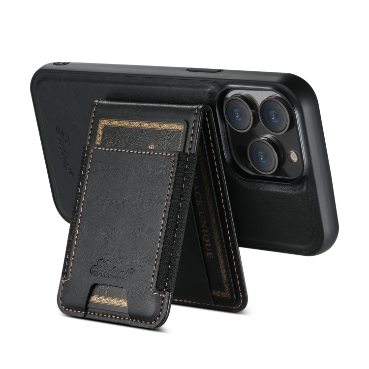 For iPhone 15 Pro Suteni H17 Oil Eax Leather MagSafe Detachable Wallet Phone Case(Black) - iPhone 15 Pro Cases by Suteni | Online Shopping South Africa | PMC Jewellery | Buy Now Pay Later Mobicred