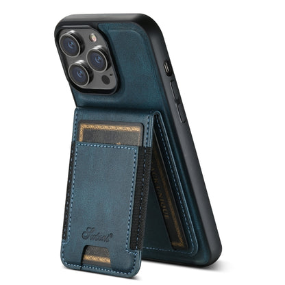 For iPhone 15 Pro Suteni H17 Oil Eax Leather MagSafe Detachable Wallet Phone Case(Blue) - iPhone 15 Pro Cases by Suteni | Online Shopping South Africa | PMC Jewellery | Buy Now Pay Later Mobicred