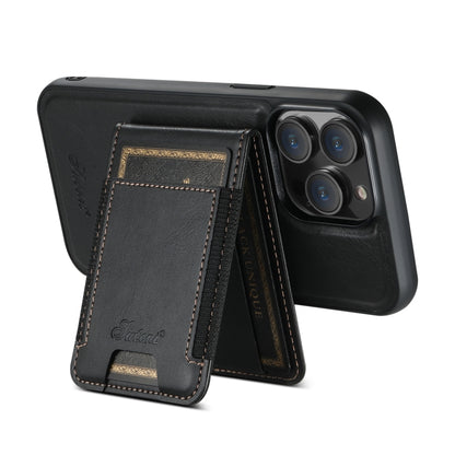 For iPhone 15 Suteni H17 Oil Eax Leather MagSafe Detachable Wallet Phone Case(Black) - iPhone 15 Cases by Suteni | Online Shopping South Africa | PMC Jewellery | Buy Now Pay Later Mobicred