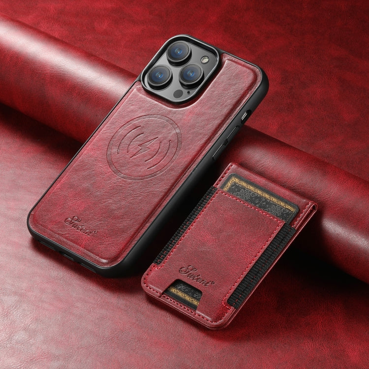 For iPhone 14 Plus Suteni H17 Oil Eax Leather MagSafe Detachable Wallet Phone Case(Red) - iPhone 14 Plus Cases by Suteni | Online Shopping South Africa | PMC Jewellery | Buy Now Pay Later Mobicred