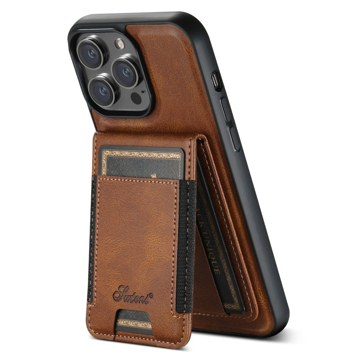 For iPhone 12 Pro Max Suteni H17 Oil Eax Leather MagSafe Detachable Wallet Phone Case(Brown) - iPhone 12 Pro Max Cases by Suteni | Online Shopping South Africa | PMC Jewellery | Buy Now Pay Later Mobicred