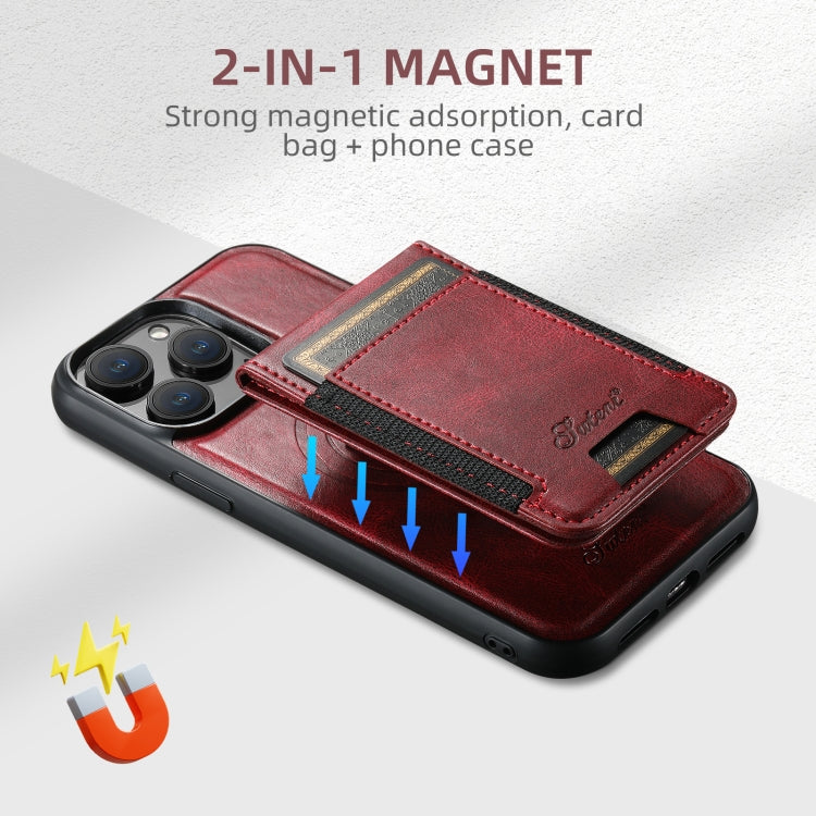 For iPhone 16 Suteni H17 Oil Eax Leather MagSafe Detachable Wallet Phone Case(Red) - iPhone 16 Cases by Suteni | Online Shopping South Africa | PMC Jewellery | Buy Now Pay Later Mobicred