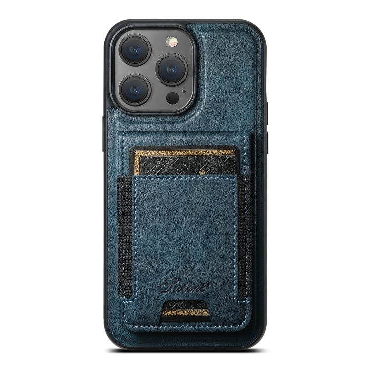 For iPhone 16 Pro Suteni H17 Oil Eax Leather MagSafe Detachable Wallet Phone Case(Blue) - iPhone 16 Pro Cases by Suteni | Online Shopping South Africa | PMC Jewellery | Buy Now Pay Later Mobicred