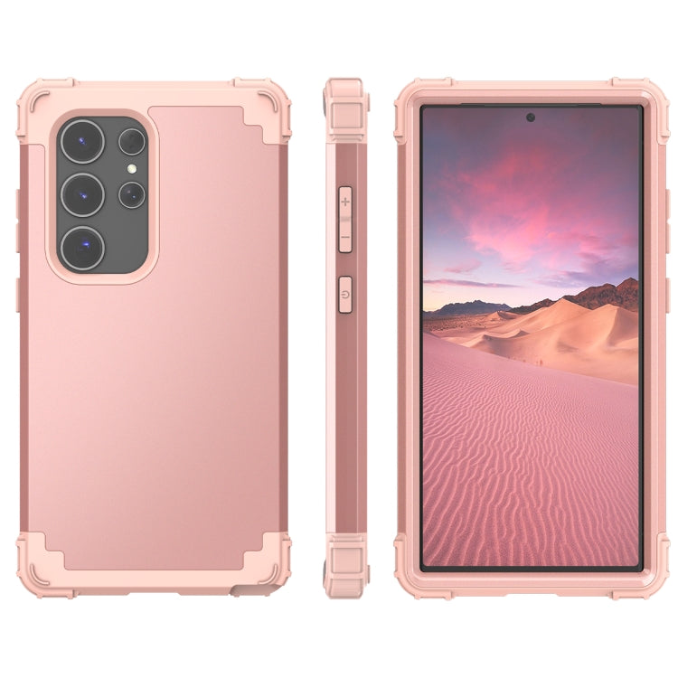 For Samsung Galaxy S24 Ultra 5G 3 in 1 Silicone Hybrid PC Shockproof Phone Case(Rose Gold) - Galaxy S24 Ultra 5G Cases by PMC Jewellery | Online Shopping South Africa | PMC Jewellery