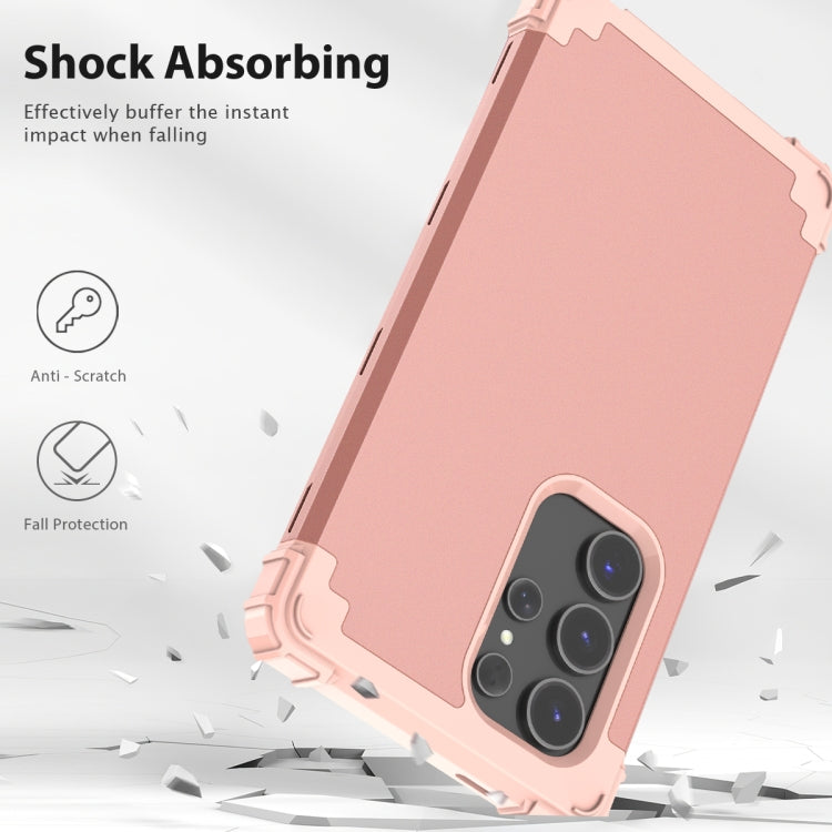 For Samsung Galaxy S24 Ultra 5G 3 in 1 Silicone Hybrid PC Shockproof Phone Case(Rose Gold) - Galaxy S24 Ultra 5G Cases by PMC Jewellery | Online Shopping South Africa | PMC Jewellery