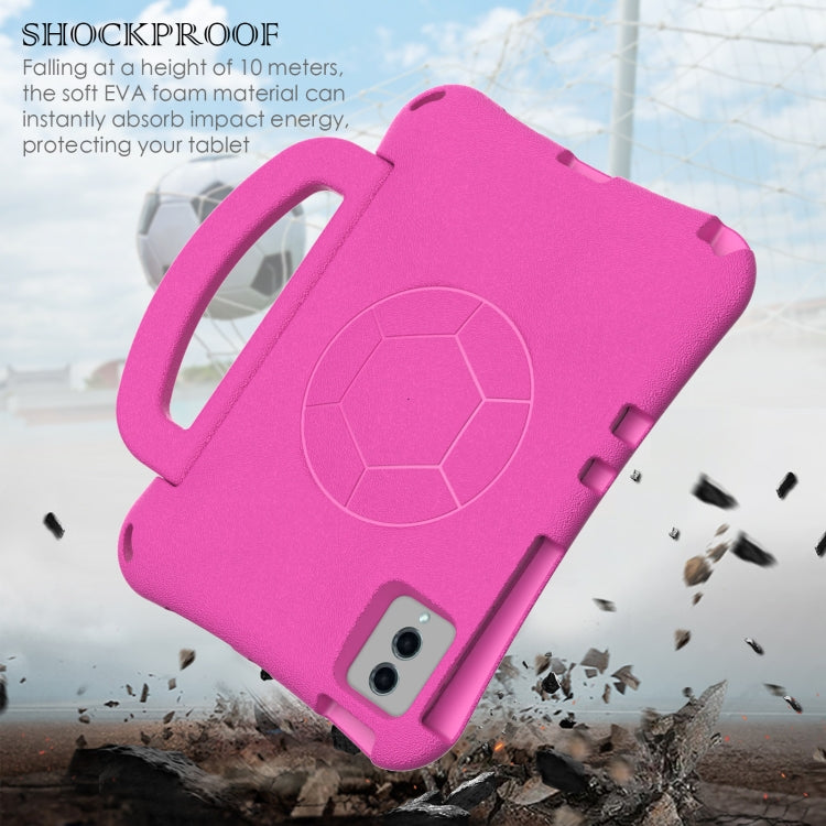 For Samsung Galaxy Tab S9 FE 11 X510 2023 Handle Football Shaped EVA Shockproof Tablet Case(Rose Red) - Galaxy Tab S9 FE by PMC Jewellery | Online Shopping South Africa | PMC Jewellery | Buy Now Pay Later Mobicred