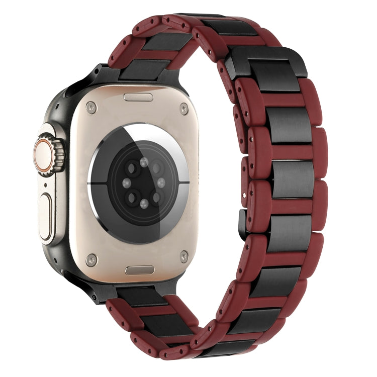 Fro Apple Watch Series 4 44mm Rubber Stainless Steel Magnetic Watch Band(Wine+Black) - Watch Bands by PMC Jewellery | Online Shopping South Africa | PMC Jewellery