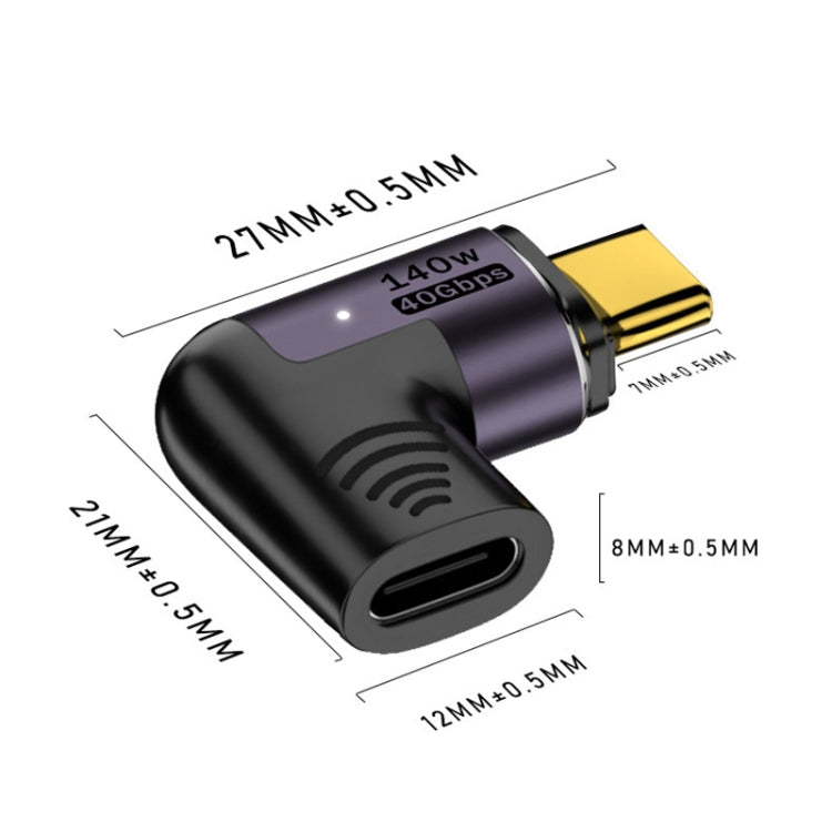 140W 5A USB 4.0 USB-C / Type-C to Type-C 40Gbps Data OTG Magnetic Adapter, Spec:L-shape Elbow - OTG Adapter by PMC Jewellery | Online Shopping South Africa | PMC Jewellery | Buy Now Pay Later Mobicred