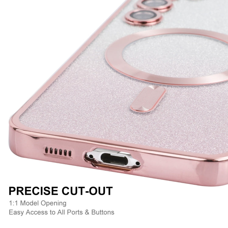 For Samsung Galaxy S24 5G ENKAY Hat-Prince Magnetic Glitter Plated TPU Phone Case with Lens Film(Pink) - Galaxy S24 5G Cases by ENKAY | Online Shopping South Africa | PMC Jewellery | Buy Now Pay Later Mobicred