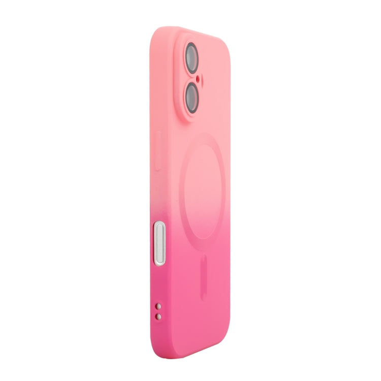 For iPhone 16 ENKAY Hat-Prince MagSafe Rainbow Gradient Silicone Phone Case with Lens Film(Pink Rose) - iPhone 16 Cases by ENKAY | Online Shopping South Africa | PMC Jewellery | Buy Now Pay Later Mobicred