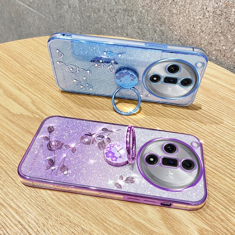 For OPPO Find X7 Gradient Glitter Immortal Flower Ring All-inclusive Phone Case(Blue) - Find X7 Cases by PMC TechLife | Online Shopping South Africa | PMC TechLife | Buy Now Pay Later Mobicred