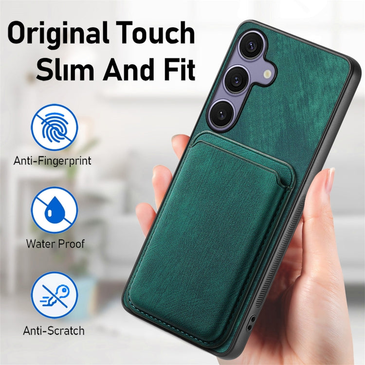 For Samsung Galaxy S25 5G Retro Leather Card Bag Magnetic Phone Case(Green) - Galaxy S25 5G Cases by PMC Jewellery | Online Shopping South Africa | PMC Jewellery | Buy Now Pay Later Mobicred