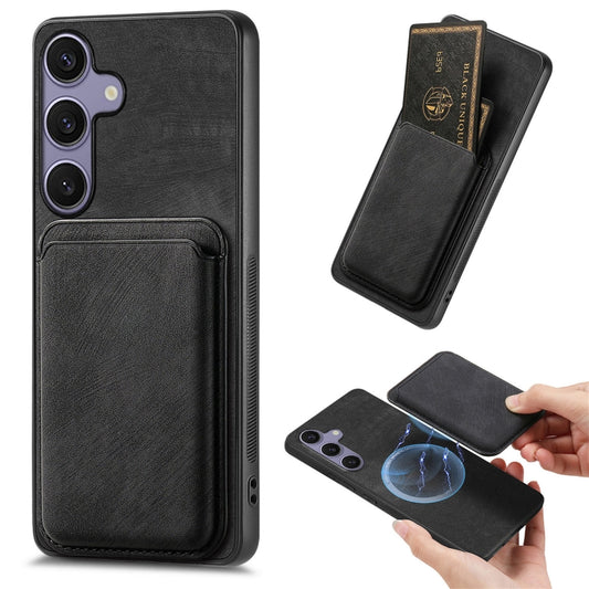 For Samsung Galaxy S25+ 5G Retro Leather Card Bag Magnetic Phone Case(Black) - Galaxy S25+ 5G Cases by PMC Jewellery | Online Shopping South Africa | PMC Jewellery | Buy Now Pay Later Mobicred