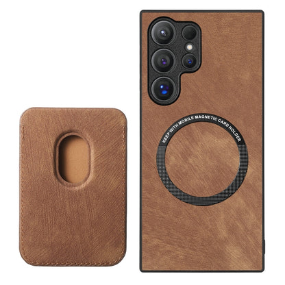 For Samsung Galaxy S25 Ultra 5G Retro Leather Card Bag Magnetic Phone Case(Brown) - Galaxy S25 Ultra 5G Cases by PMC Jewellery | Online Shopping South Africa | PMC Jewellery | Buy Now Pay Later Mobicred