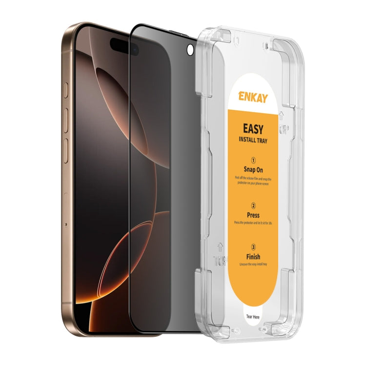 For iPhone 16 Pro ENKAY Easy Install Anti-peeping Privacy Full Screen Tempered Glass Film - iPhone 16 Pro Tempered Glass by ENKAY | Online Shopping South Africa | PMC Jewellery | Buy Now Pay Later Mobicred