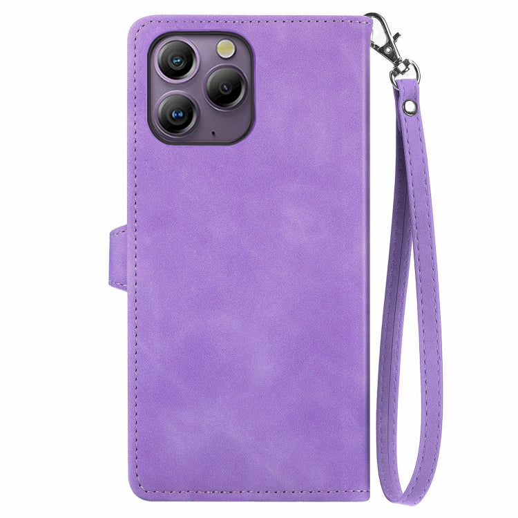 For Blackview A96 Embossed Flower Zipper Leather Phone Case(Purple) - More Brand by PMC TechLife | Online Shopping South Africa | PMC TechLife
