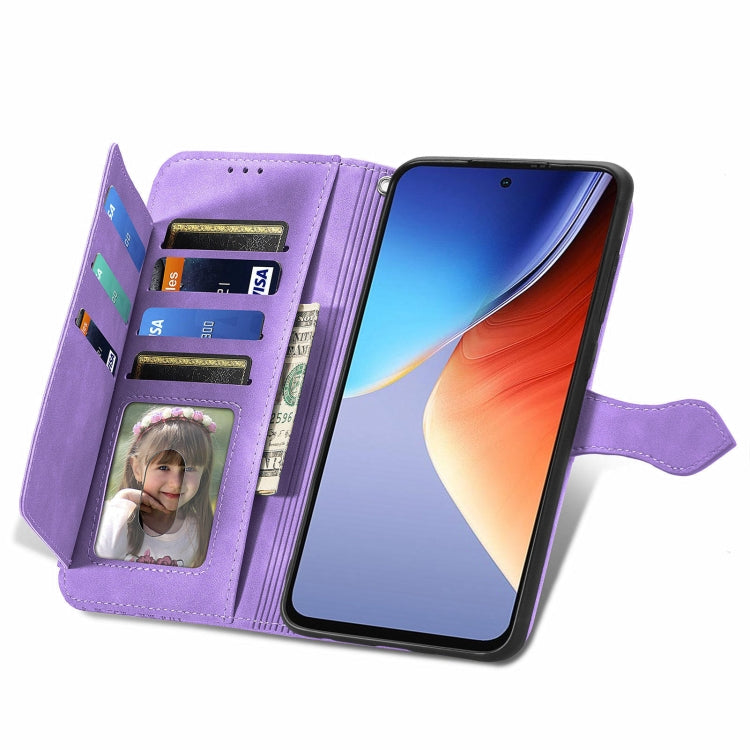 For Blackview A96 Embossed Flower Zipper Leather Phone Case(Purple) - More Brand by PMC TechLife | Online Shopping South Africa | PMC TechLife